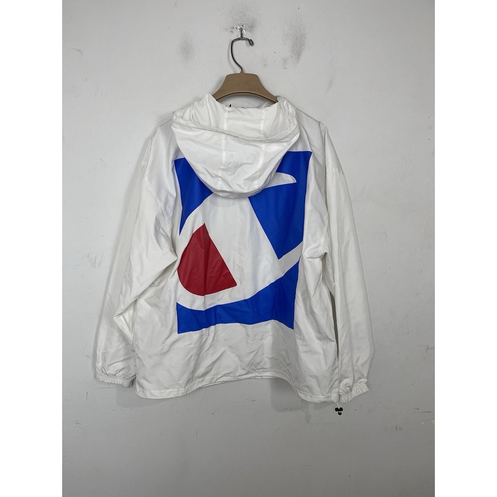 Champion Mens WindbreakerXL White Spellout‎ Logo Streetwear Hooded Preppy Anorak
